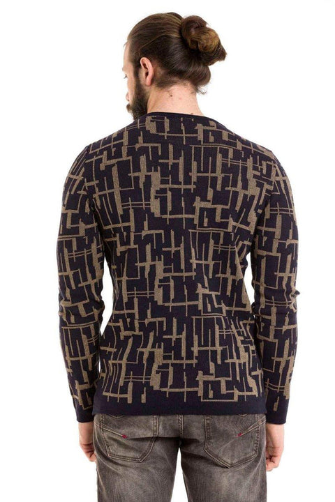 CP277 Round Neck Patterned Sweater