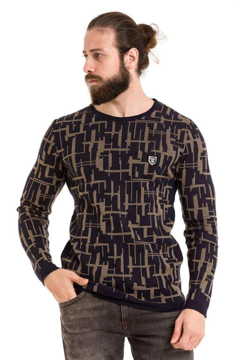 CP277 Round Neck Patterned Sweater