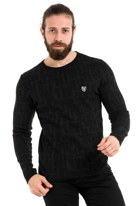 CP277 Round Neck Patterned Sweater