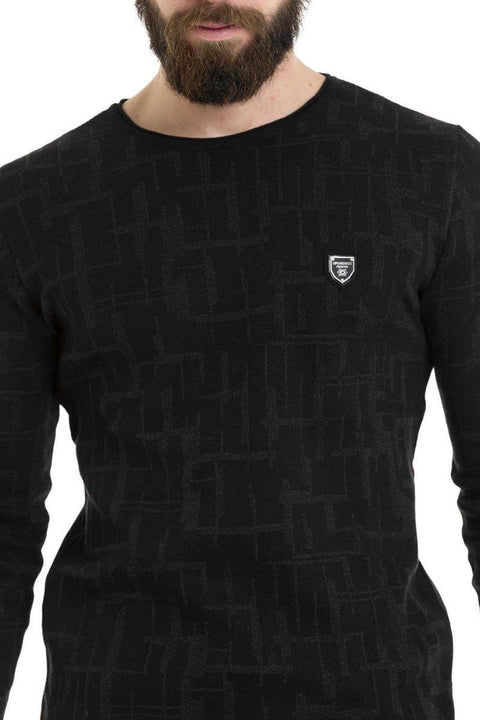 CP277 Round Neck Patterned Sweater