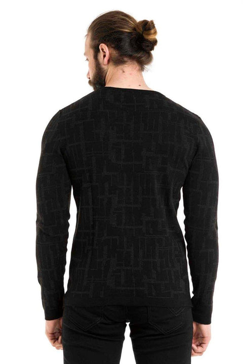 CP277 Round Neck Patterned Sweater