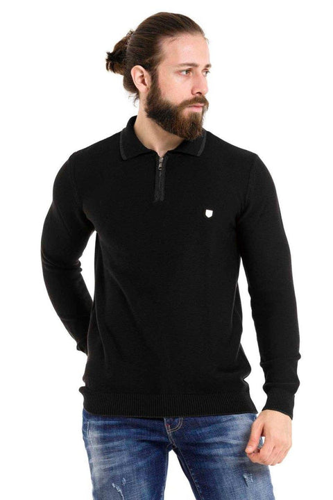 CP278 Polo Neck Zippered Sweater