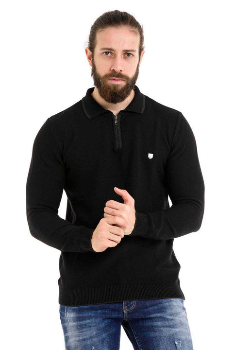 CP278 Polo Neck Zippered Sweater