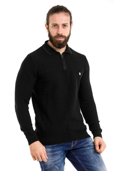 CP278 Polo Neck Zippered Sweater