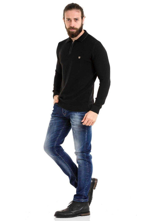 CP278 Polo Neck Zippered Sweater