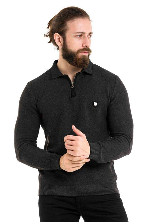 CP278 Polo Neck Zippered Sweater