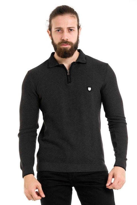 CP278 Polo Neck Zippered Sweater