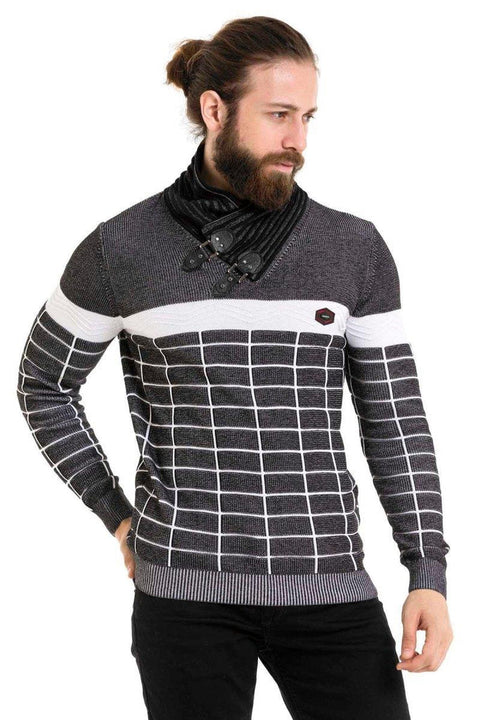 CP279 Shawl Collar Patterned Sweater
