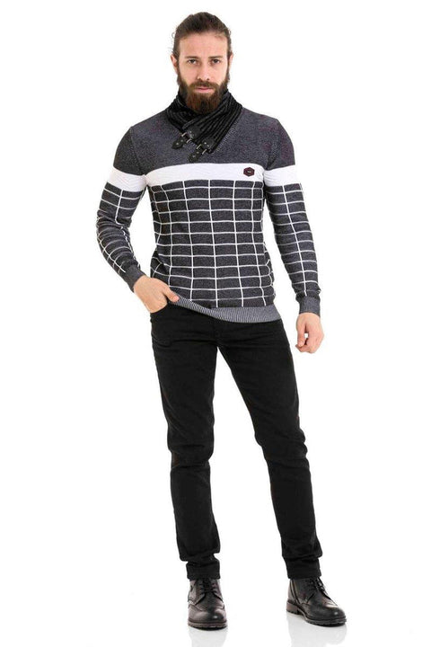 CP279 Shawl Collar Patterned Sweater