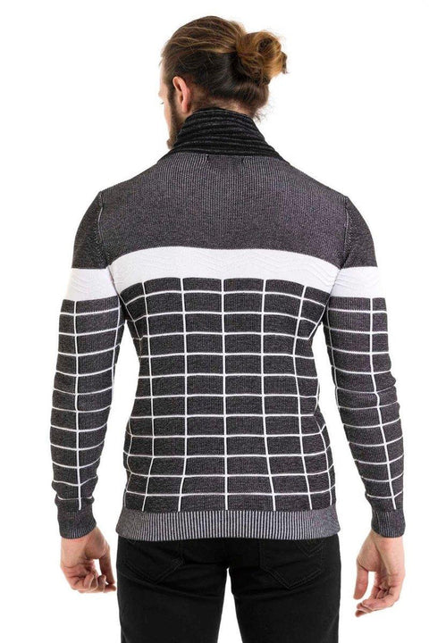 CP279 Shawl Collar Patterned Sweater