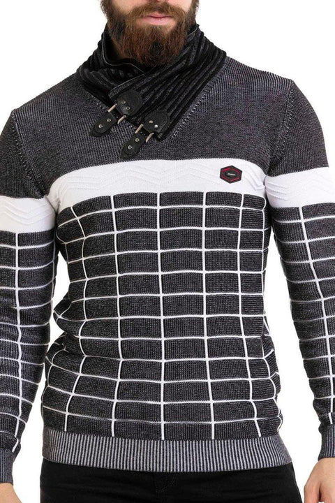 CP279 Shawl Collar Patterned Sweater