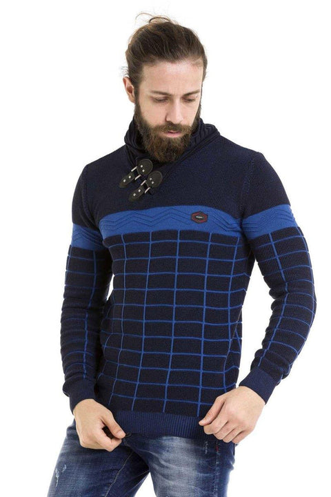CP279 Shawl Collar Patterned Sweater