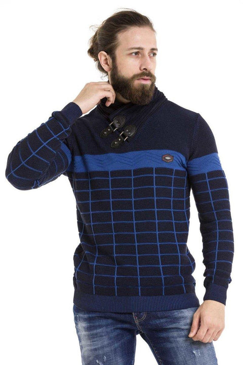 CP279 Shawl Collar Patterned Sweater