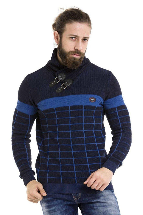 CP279 Shawl Collar Patterned Sweater