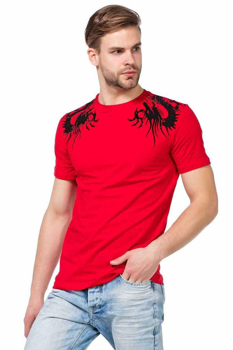 CT376 Yakuza Dragon Embroidered Men's T-Shirt