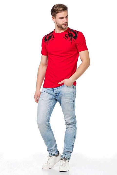 CT376 Yakuza Dragon Embroidered Men's T-Shirt