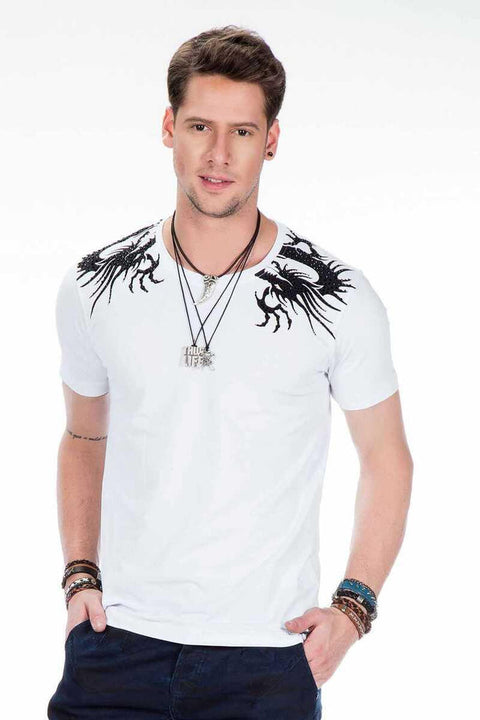 CT376 Yakuza Dragon Embroidered Men's T-Shirt