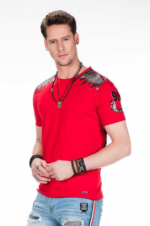 CT409 Red Skin Skull Printed Men's T-Shirt