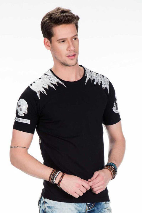 CT409 Red Skin Skull Printed Men's T-Shirt