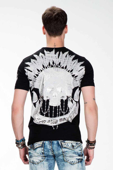 CT409 Red Skin Skull Printed Men's T-Shirt