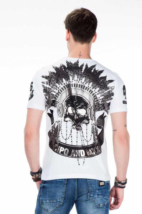CT409 Red Skin Skull Printed Men's T-Shirt
