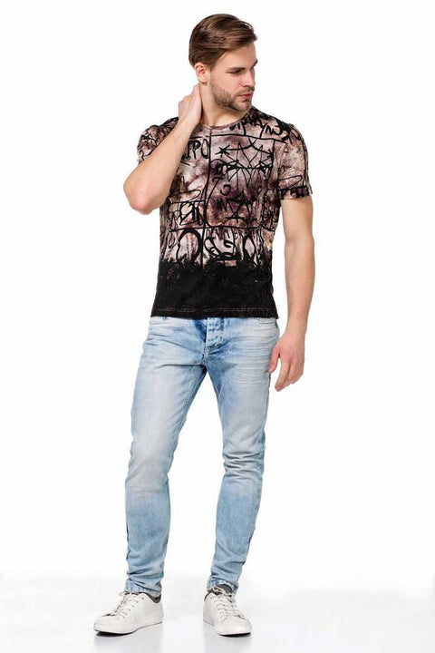 CT456 Washed Patterned Written Men