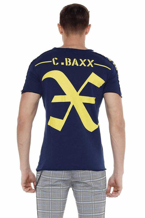 CT524 Printed Cut Collar Slim Fit Men's T-Shirt
