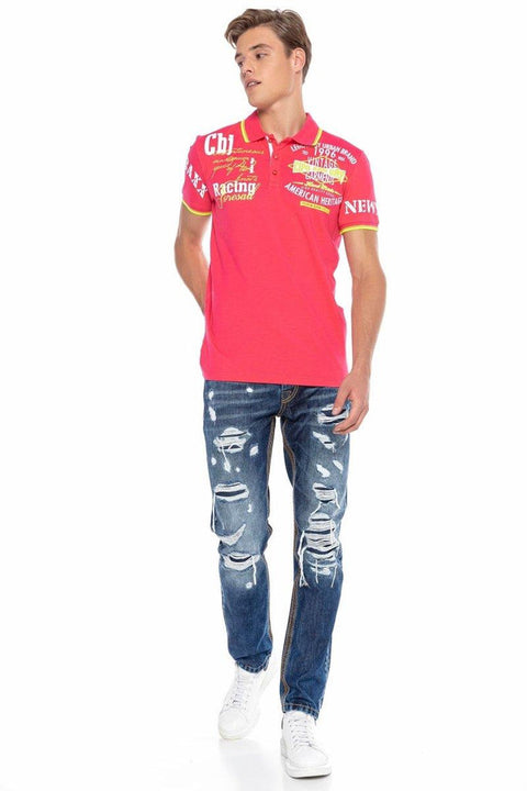CT603 Printed Slim Men's Polo Neck T-Shirt