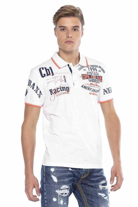 CT603 Printed Slim Men's Polo Neck T-Shirt