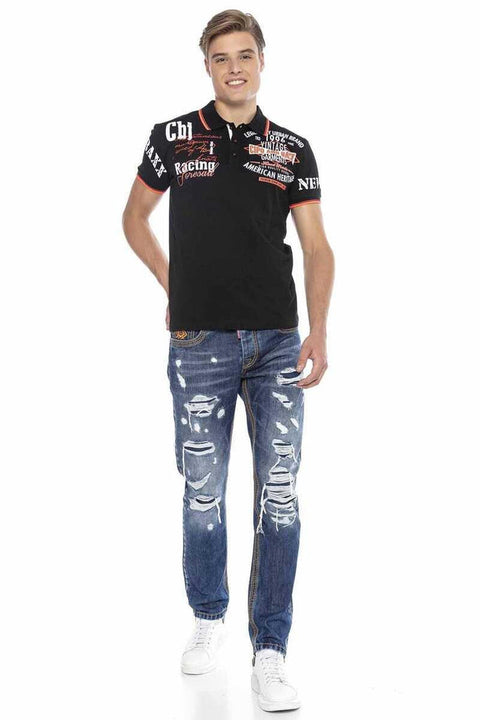 CT603 Printed Slim Men's Polo Neck T-Shirt