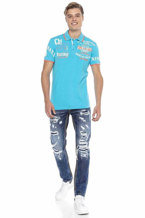 CT603 Printed Slim Men's Polo Neck T-Shirt
