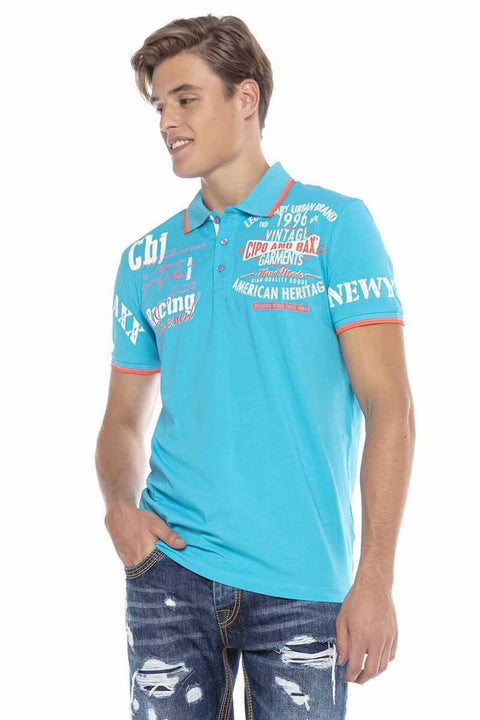 CT603 Printed Slim Men's Polo Neck T-Shirt