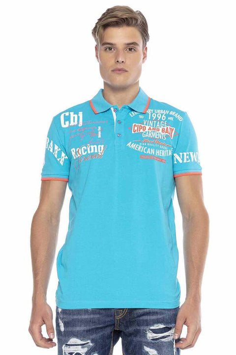 CT603 Printed Slim Men's Polo Neck T-Shirt