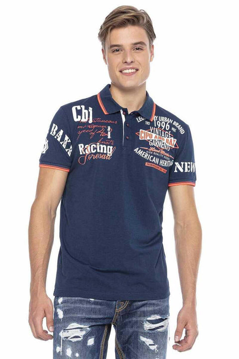 CT603 Printed Slim Men's Polo Neck T-Shirt