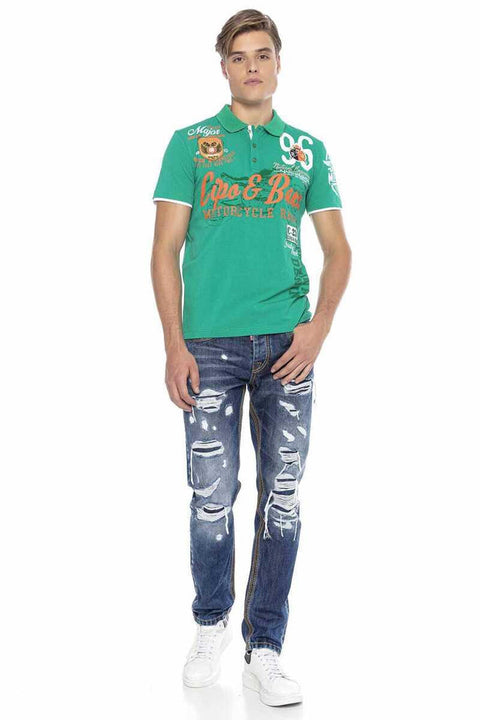 CT604 Emblem Slim Men's Polo Neck T-Shirt