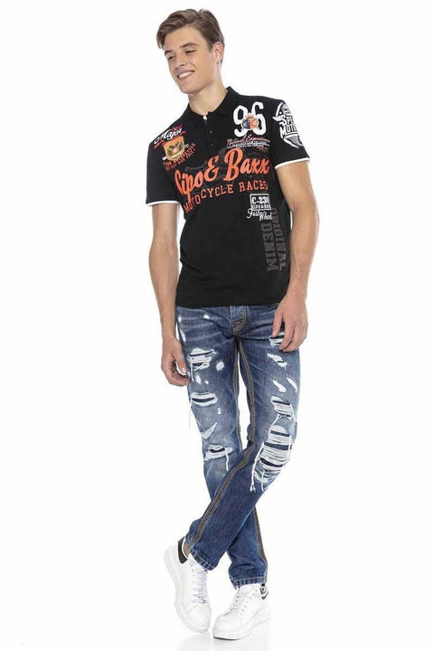 CT604 Emblem Slim Men's Polo Neck T-Shirt