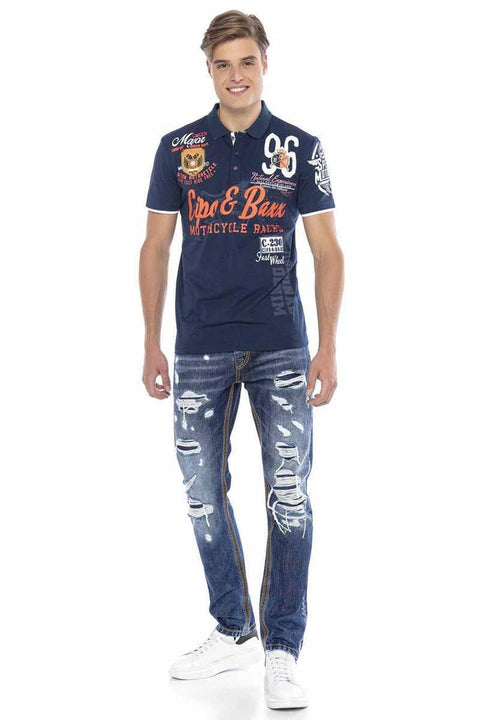 CT604 Emblem Slim Men's Polo Neck T-Shirt