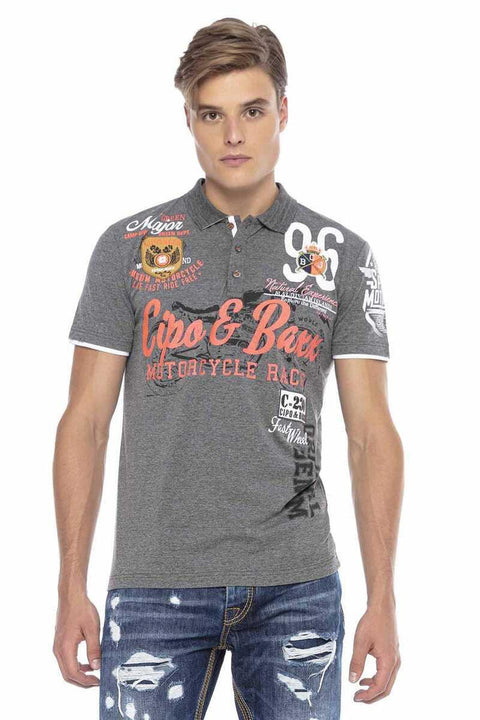 CT604 Emblem Slim Men's Polo Neck T-Shirt
