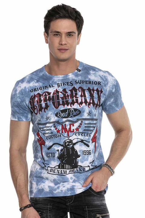 CT629 Patterned Vintage Biker T-Shirt