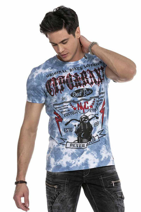 CT629 Patterned Vintage Biker T-Shirt