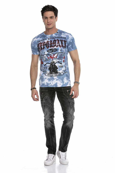CT629 Patterned Vintage Biker T-Shirt