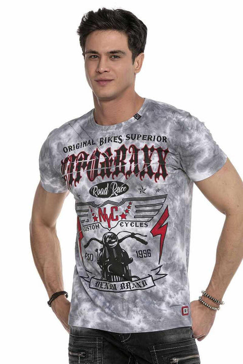 CT629 Patterned Vintage Biker T-Shirt