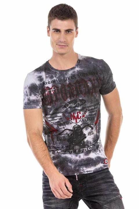 CT629 Patterned Vintage Biker T-Shirt
