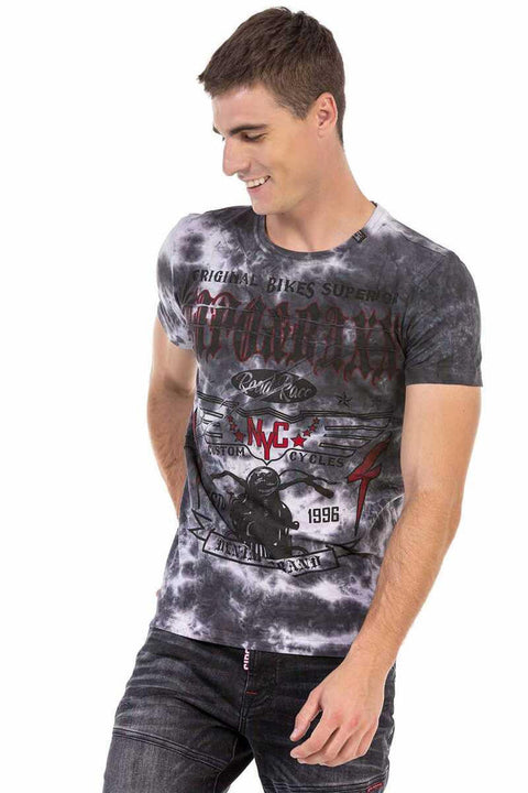 CT629 Patterned Vintage Biker T-Shirt