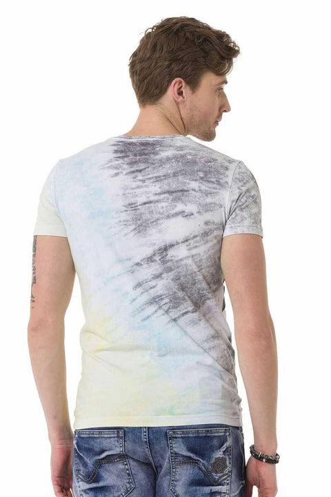 CT684 Eagle Patterned Skull Colored T-Shirt