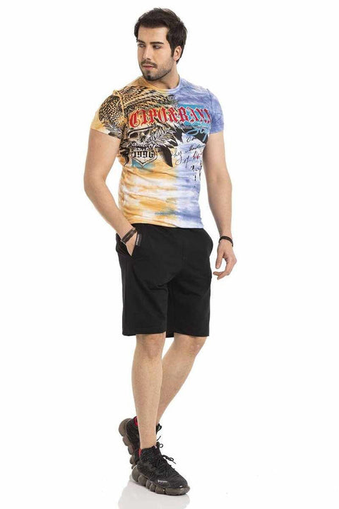 CT684 Eagle Patterned Skull Colored T-Shirt