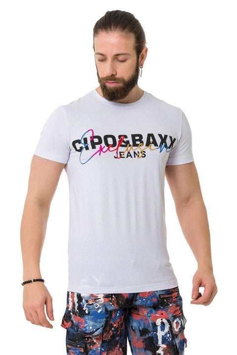 CT712 Embroidered Text Basic T-Shirt