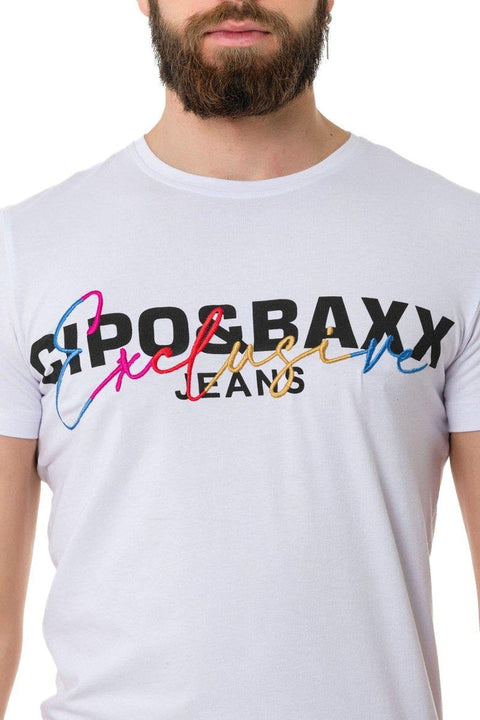 CT712 Embroidered Text Basic T-Shirt