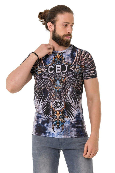 CT719 Laser Printed Cross Wing Patterned T-Shirt