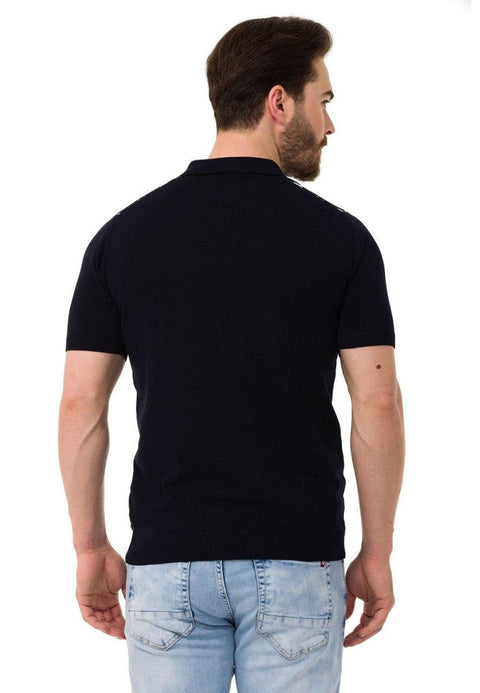 CT753 Diamond Patterned Knitwear Polo Neck T-Shirt